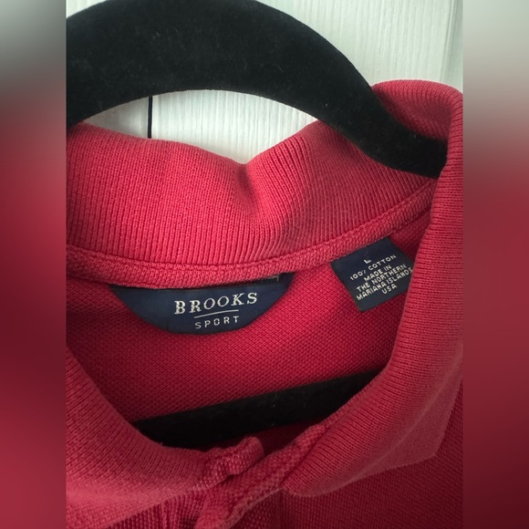 Red Brooks Brothers Polo Shirt Gold Logo 100% Cotton Size L Original Fit - Picture 2 of 9
